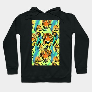 Tiger Screen Wildlife Portrait Pattern Hoodie